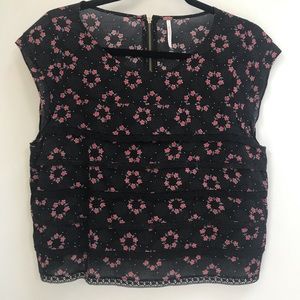 Free People Floral Cropped Blouse